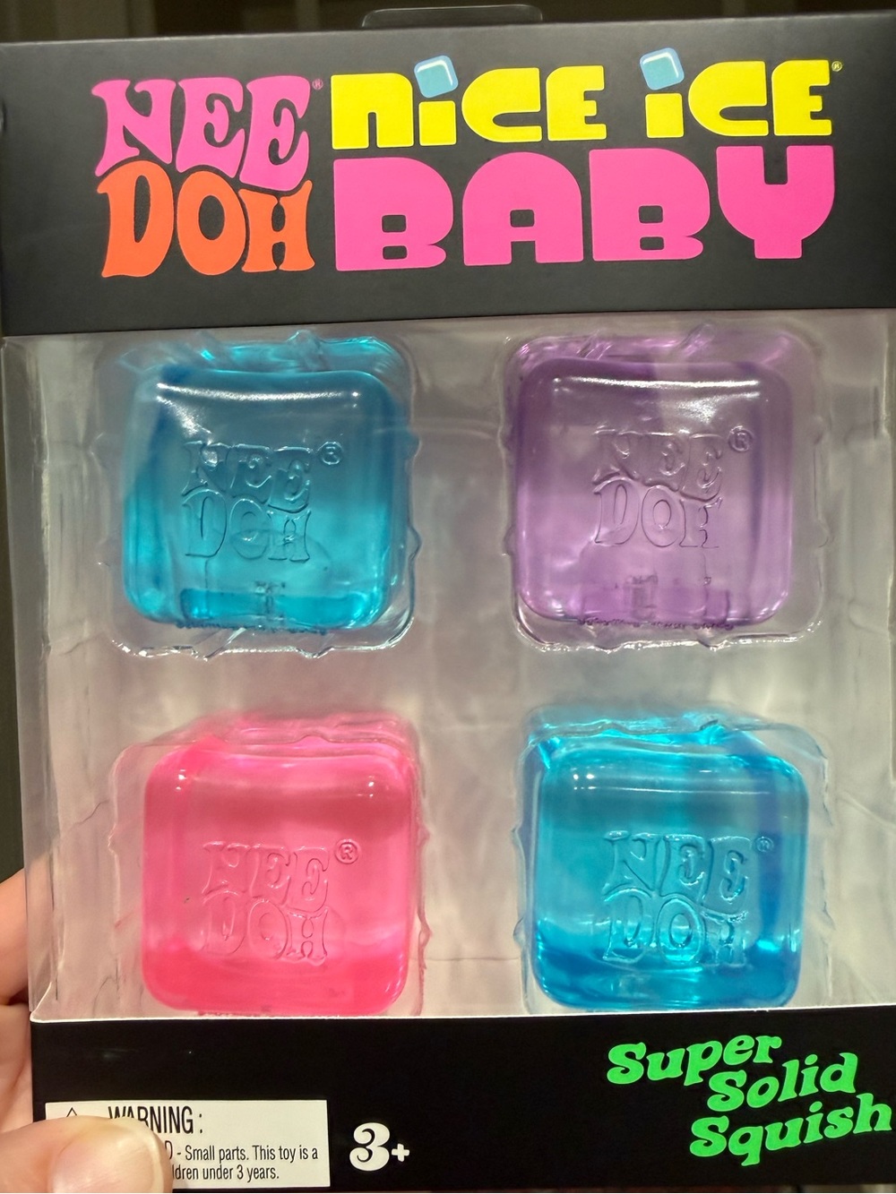 Nee Doh Nice Ice Baby Super Solid Squish - Pink, Purple, Blue Set